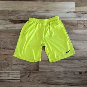 Nike Dri-Fit shorts (lime green w/ purple swoosh)